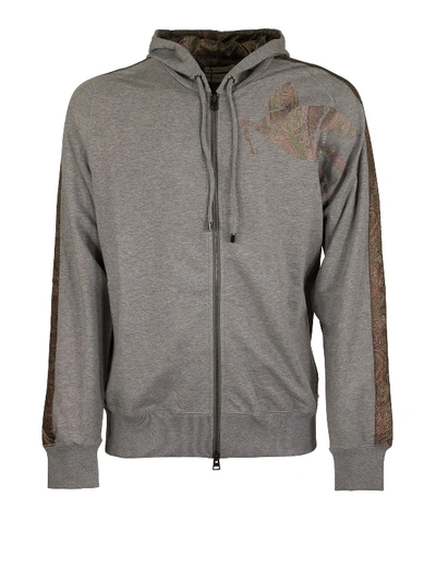 Shop Etro Paisley Stripe Sweatshirt In Grey