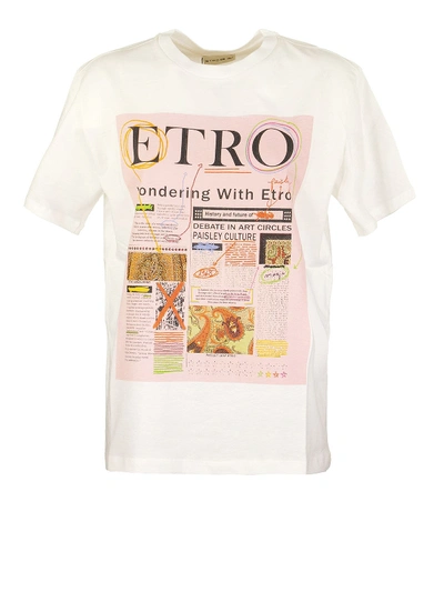 Shop Etro Newspaper Print T-shirt In White