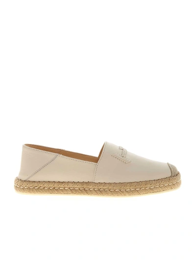 Shop Tod's Embroidered Toe Espadrilles In White