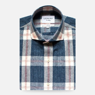 Shop Ledbury Men's Cadet Blue Rawls Plaid Casual Shirt Classic Cotton