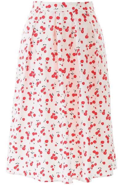 Shop Hvn Hope Cherry Print Pleated Skirt In Cherry (white)
