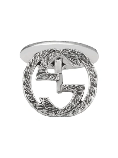 Shop Gucci Gg Engraved Cufflinks In Silver