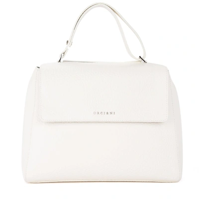 Shop Orciani Sveva Soft Medium Shoulder Bag Made Of White Textured Leather In Nero