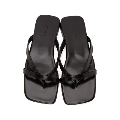 Shop By Far Black Patent Deni Flat Sandals In Bl Black