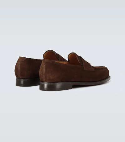 Shop John Lobb Lopez Suede Loafers In Brown