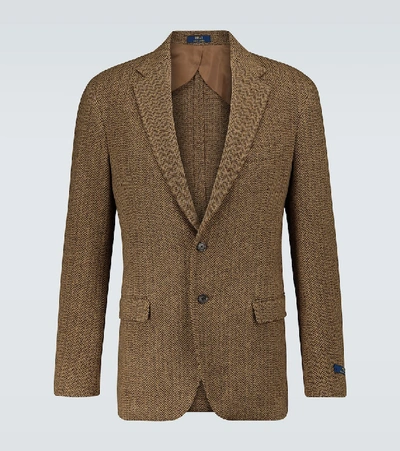 Shop Polo Ralph Lauren Single-breasted Wool-blend Blazer In Brown