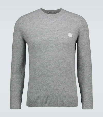 Shop Acne Studios Wool Crewneck Sweater In Grey Melange