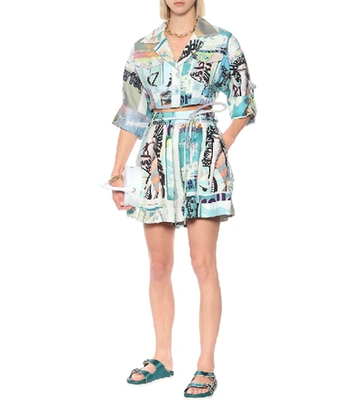 Shop Zimmermann Glassy Printed Linen Shorts In Blue