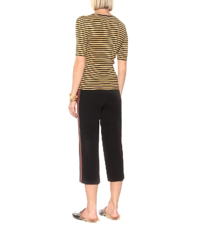 Shop Gucci Striped Lame Top In Gold