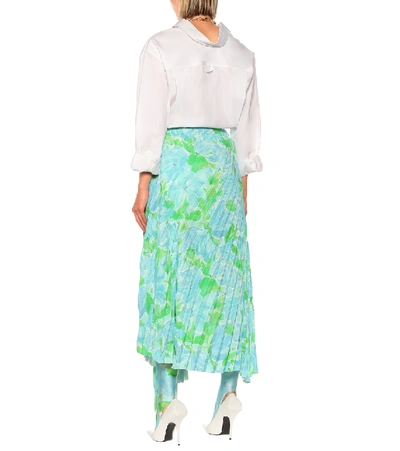 Shop Balenciaga Dynasty Floral Crêpe Midi Skirt In Blue