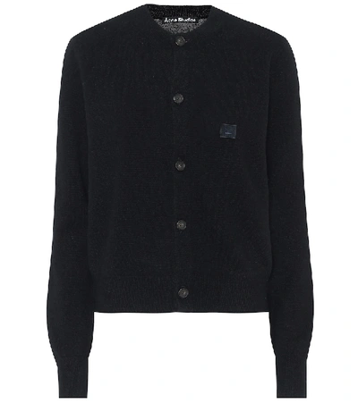 Shop Acne Studios Face Wool Cardigan In Black