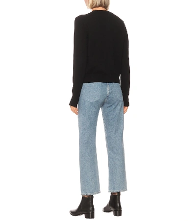 Shop Acne Studios Face Wool Cardigan In Black