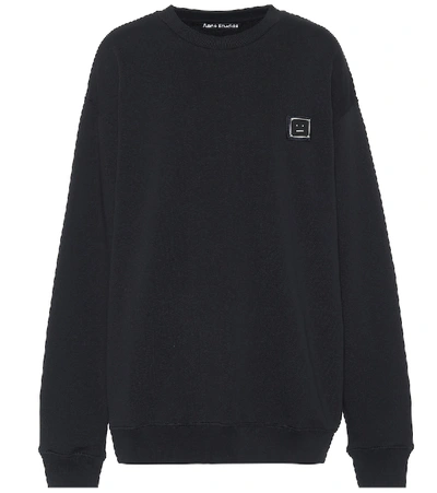 Shop Acne Studios Face Oversized Cotton Sweatshirt In Black