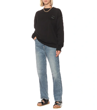 Shop Acne Studios Face Oversized Cotton Sweatshirt In Black