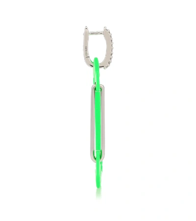 Eéra Chiara" Small Fluo Green & White Gold Mono Earring With Diamonds" In Green