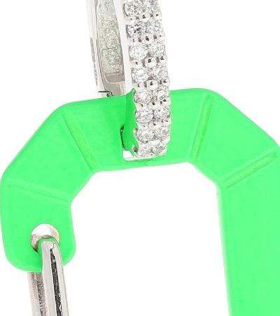 Eéra Chiara" Small Fluo Green & White Gold Mono Earring With Diamonds" In Green