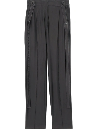 Shop Burberry Strap Detail Tailored Trousers In Black