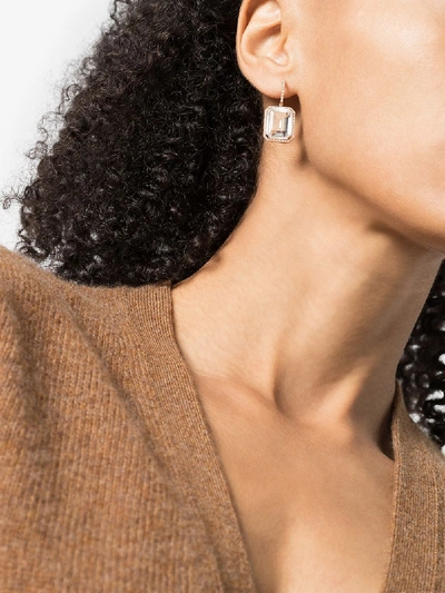 Shay 18kt Rose Gold Portrait White Topaz Earrings In Rose Gold