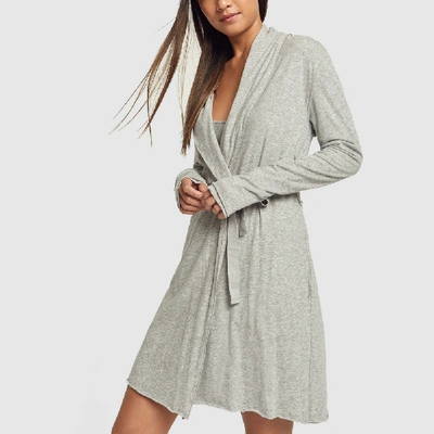 Shop Skin Double Layer Wrap Robe In Heather Grey