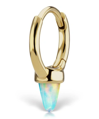Shop Maria Tash 6.5mm Single Short Opal Spike Non-rotating Hoop Earring In Gold