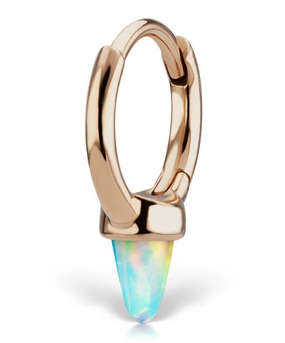 Shop Maria Tash 6.5mm Single Short Opal Spike Non-rotating Hoop Earring In Rose Gold