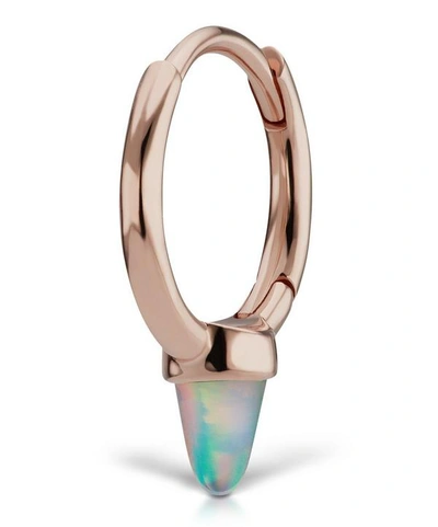 Shop Maria Tash 8mm Single Short Opal Spike Non-rotating Hoop Earring In Rose Gold