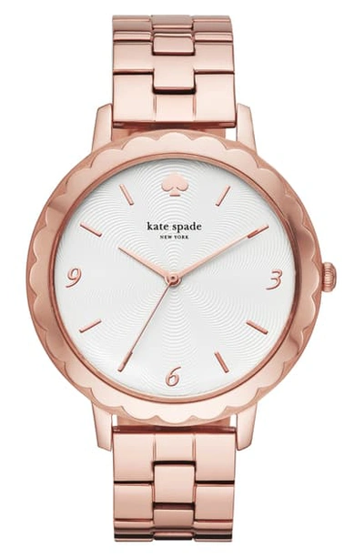 Shop Kate Spade Metro Bracelet Watch, 38mm In Rose Gold/ White/ Rose Gold