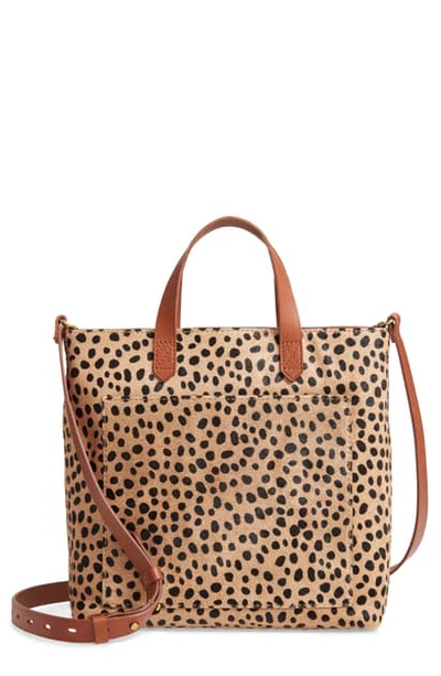 Shop Madewell The Zip Top Small Spotted Calf Hair Transport Crossbody Bag In Sand Dune Multi