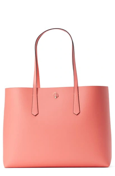 Shop Kate Spade Large Molly Falling Flower Leather Tote In Lychee