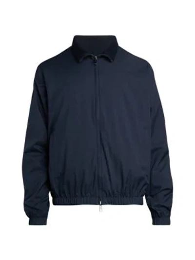 Shop Loro Piana Men's Stand Collar Bomber Jacket In Dark Blue