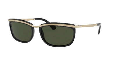 Persol Key West Ii Green Rectangular Mens Sunglasses Po3229s 95/31 60 In Green