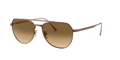 Persol Clear Gradient Brown Aviator Titanium Unisex Sunglasses Po5003st 800351 54 In Brown Gradient