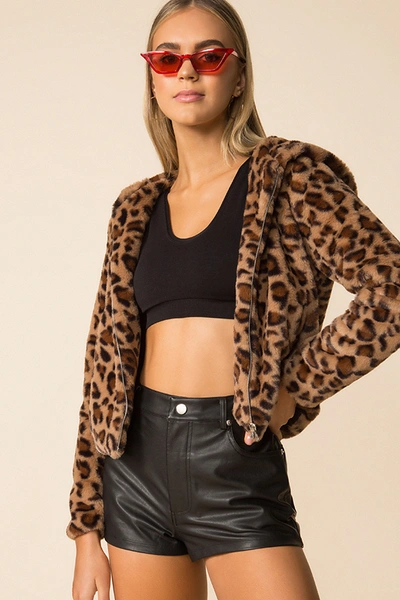 Shop Superdown Natalia Faux Fur Hoodie In Leopard