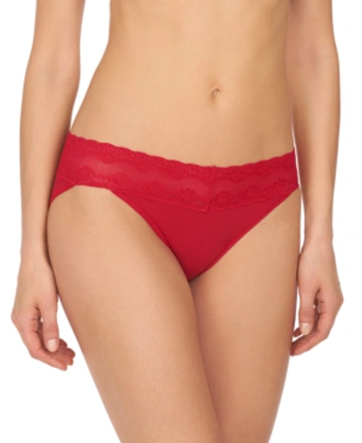 Shop Natori Bliss Perfection Lace-waist Bikini Underwear 756092 In Crimson