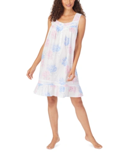 Shop Eileen West Cotton Swiss Dot Nightgown In White Floral