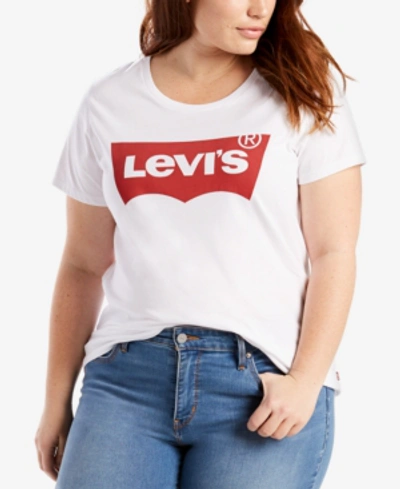 Shop Levi's Trendy Plus Size Perfect Logo Cotton T-shirt In White