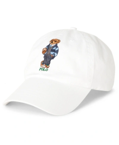 Shop Polo Ralph Lauren Men's Preppy Bear Chino Cap In White W/ Greys Hall Bear