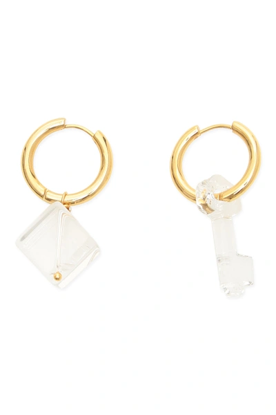 Shop Timeless Pearly Mismatched Earrings In Gold Trasparent (gold)