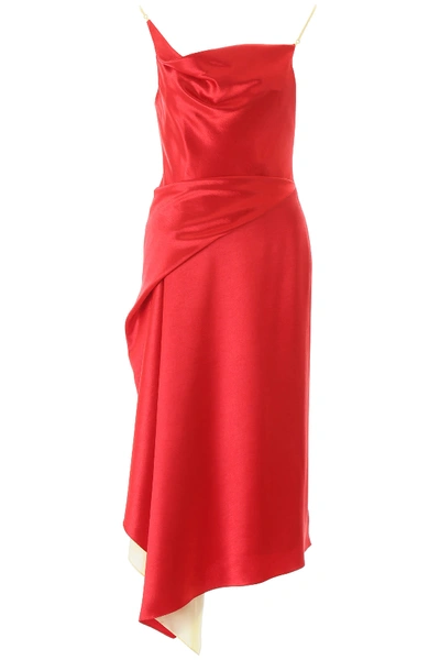 Shop Sies Marjan Farrah Two-tone Satin Dress In Red Lipstick (pink)