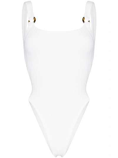 Shop Hunza G Nile Domino Swimsuit In White