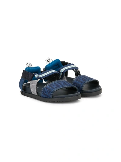 Shop Fendi Ff Webbing Strap Sandals In Blue