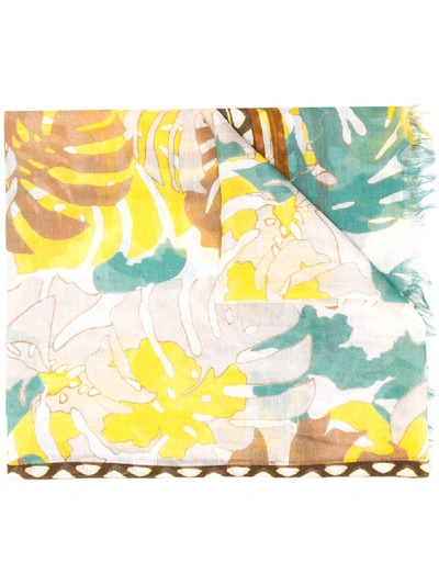 Shop Altea Foliage Printed Scarf In Neutrals