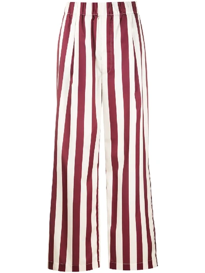 Shop Jejia Striped Wide-leg Trousers In Neutrals