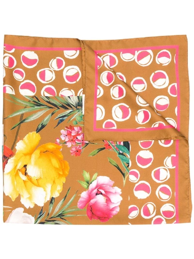 Shop Altea Floral-print Silk Scarf In Brown