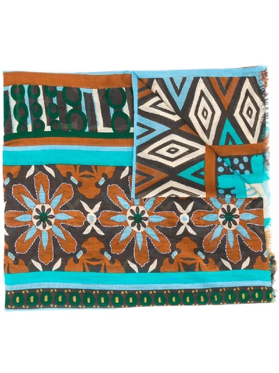 Shop Altea Mixed-print Scarf In Brown