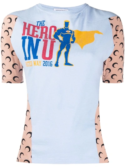 Shop Marine Serre Hero In U T-shirt In Blue