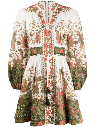 Shop Zimmermann Empire Floral-print Buttoned Dress In White