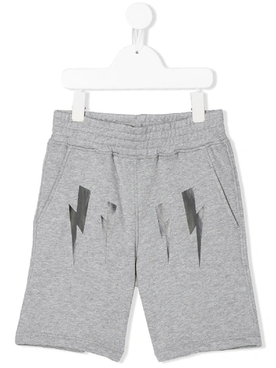 Shop Neil Barrett Bolt Print Jogging Shorts In Grey