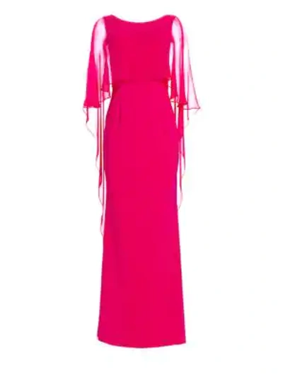 Shop Teri Jon By Rickie Freeman Women's Scuba Gown Chiffon Overlay Dress In Fuschia