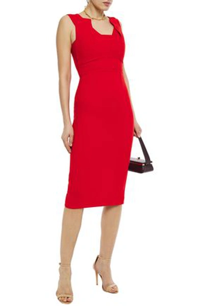 Shop Roland Mouret Coleby Pleated Crepe Dress In Tomato Red
